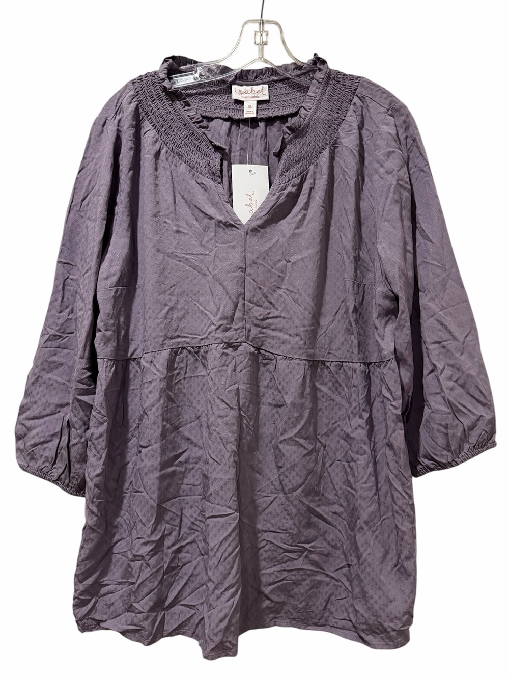 Isabel Maternity XL Lavender Lilac 3/4 Sleeve Peplum Blouse Top NWT B13